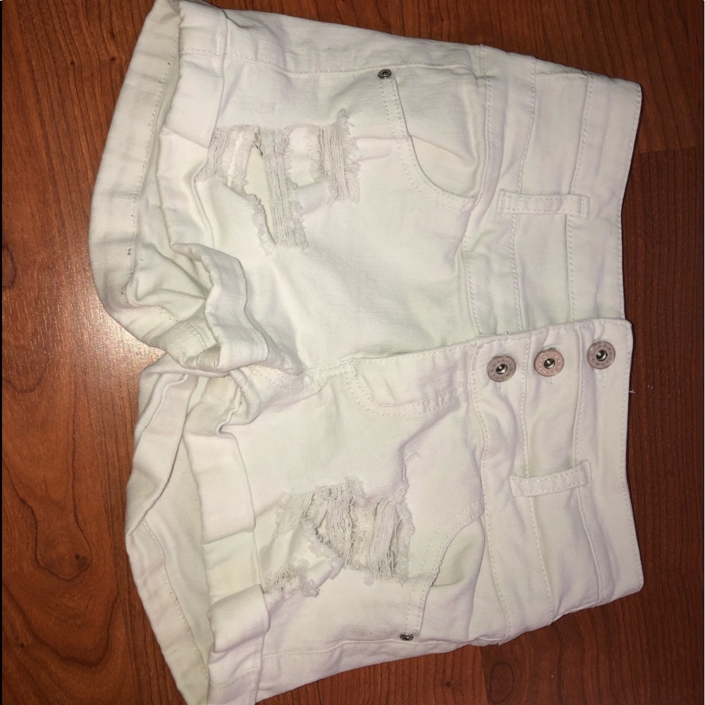 White Distressed Jean Shorts